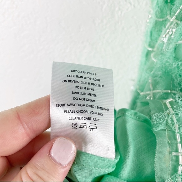 Aje Context Puff Short Sleeve Beaded Backless Mini Dress Green Size 6 Cocktail - Picture 12 of 13